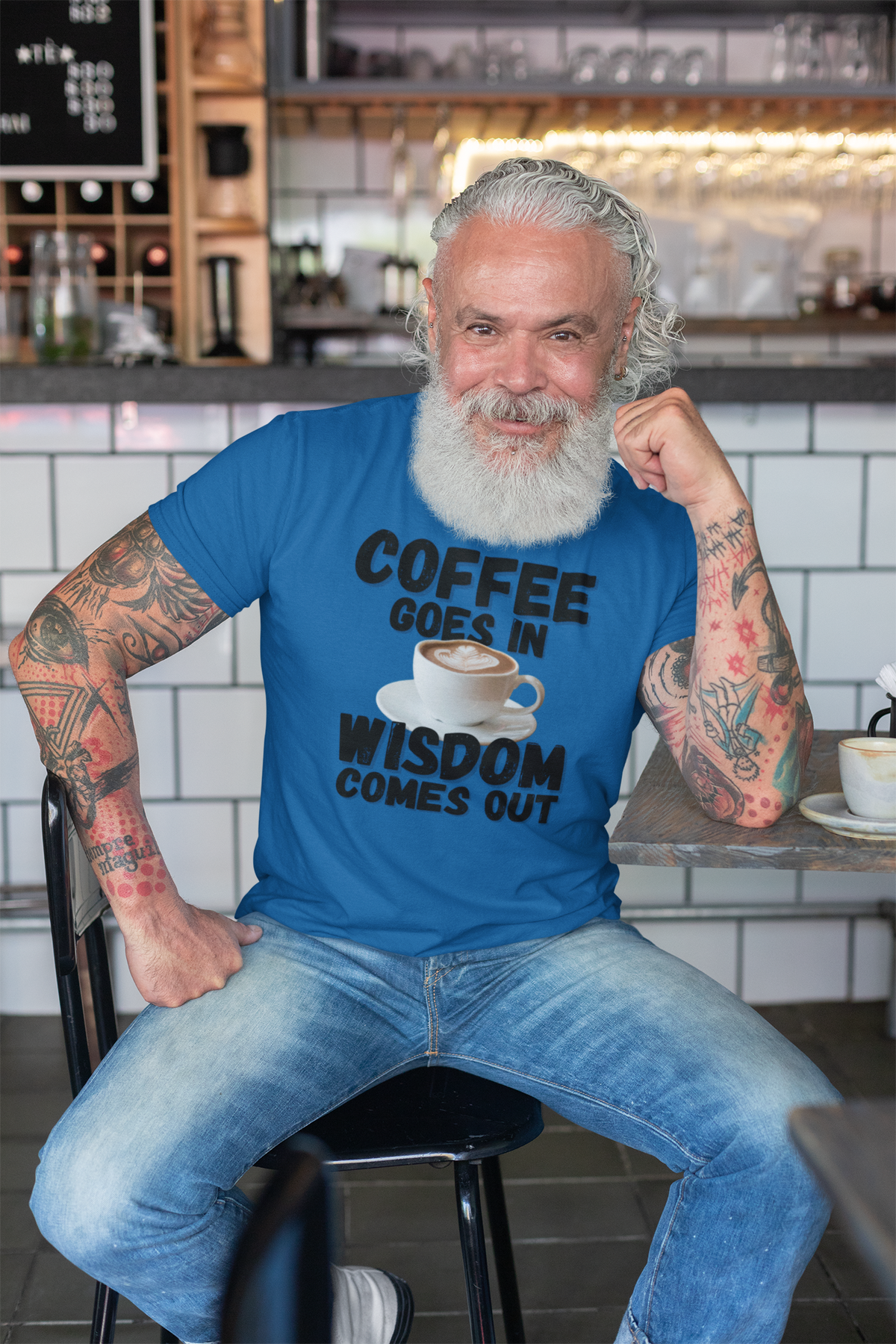 "Coffee Goes In. Wisdom Comes Out" - T-Shirt (DT)