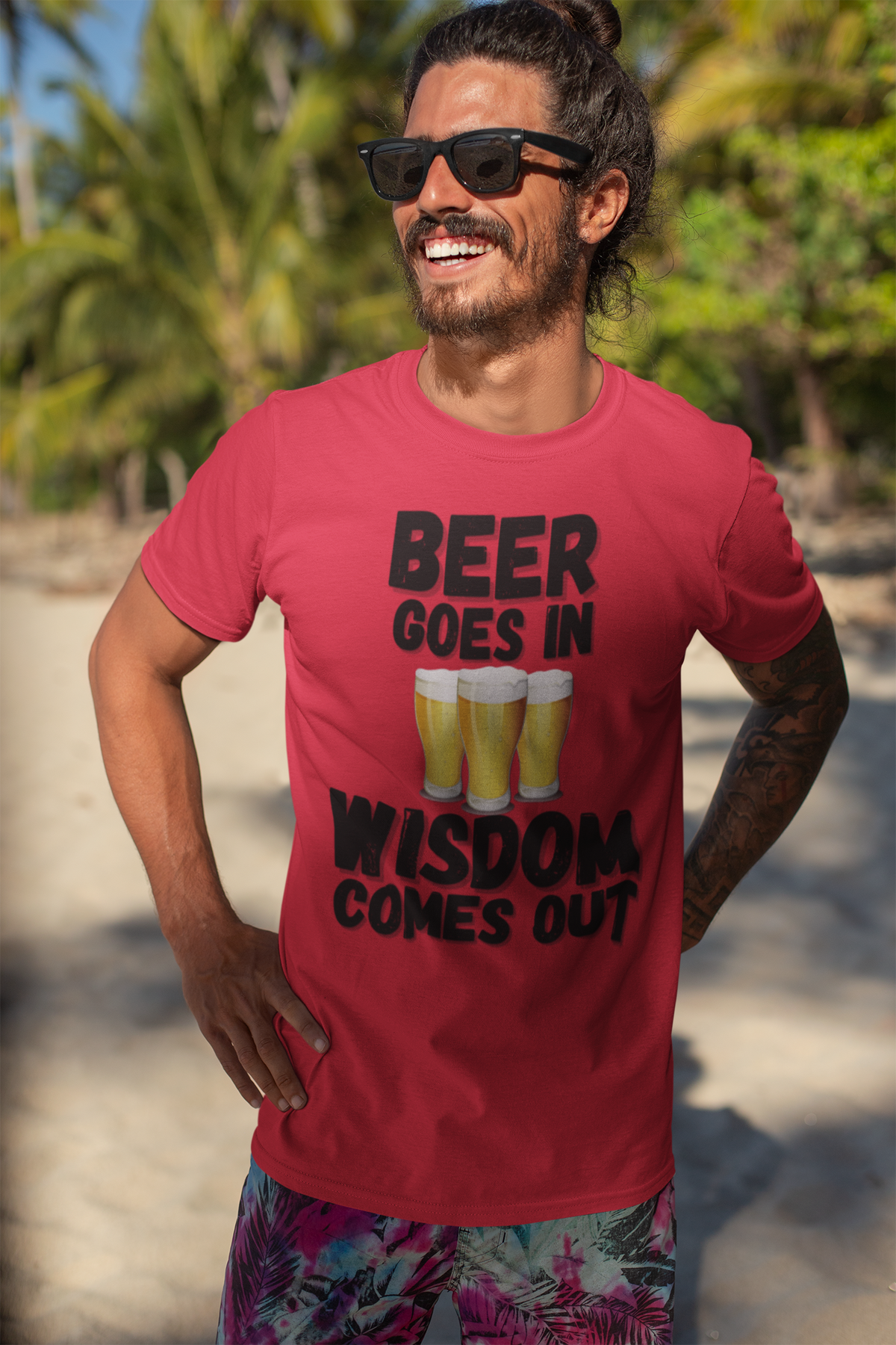 "Beer Goes In. Wisdom Comes Out" - T-Shirt (DT)