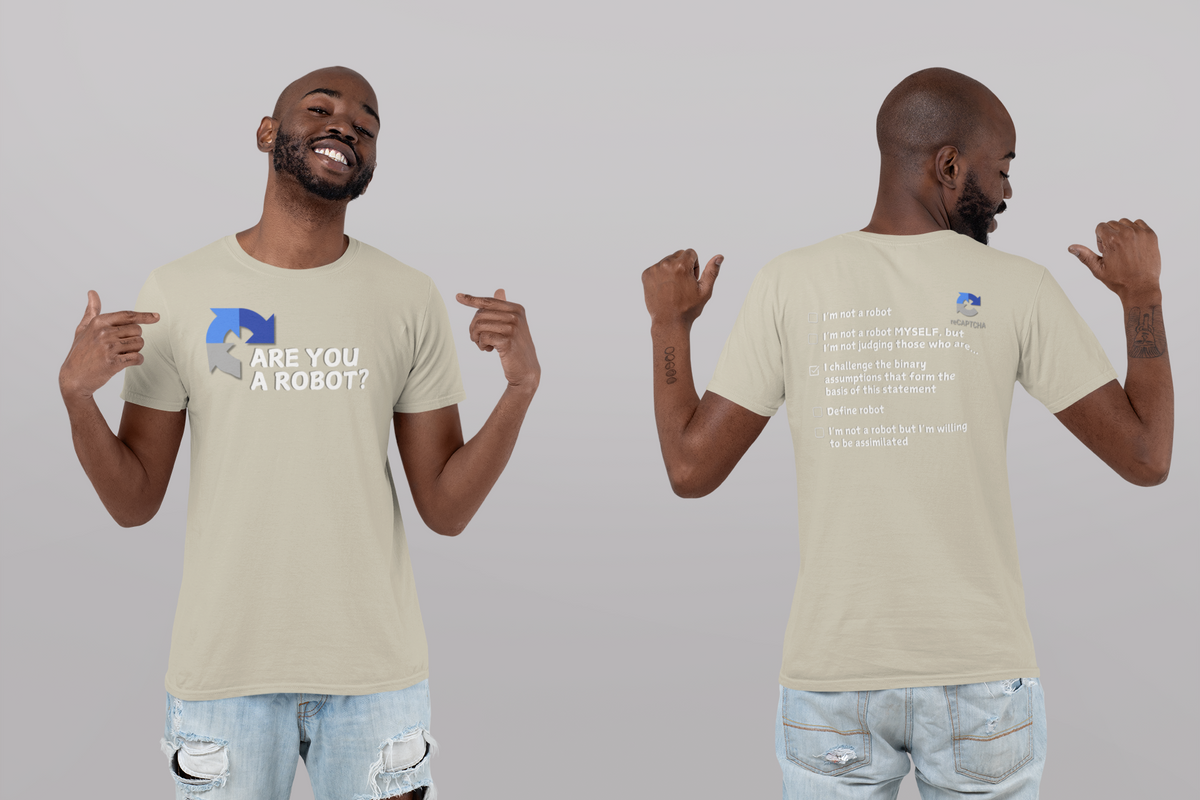 "Are you a Robot?" (Challenge version) T-Shirt (LT)(Print both sides)