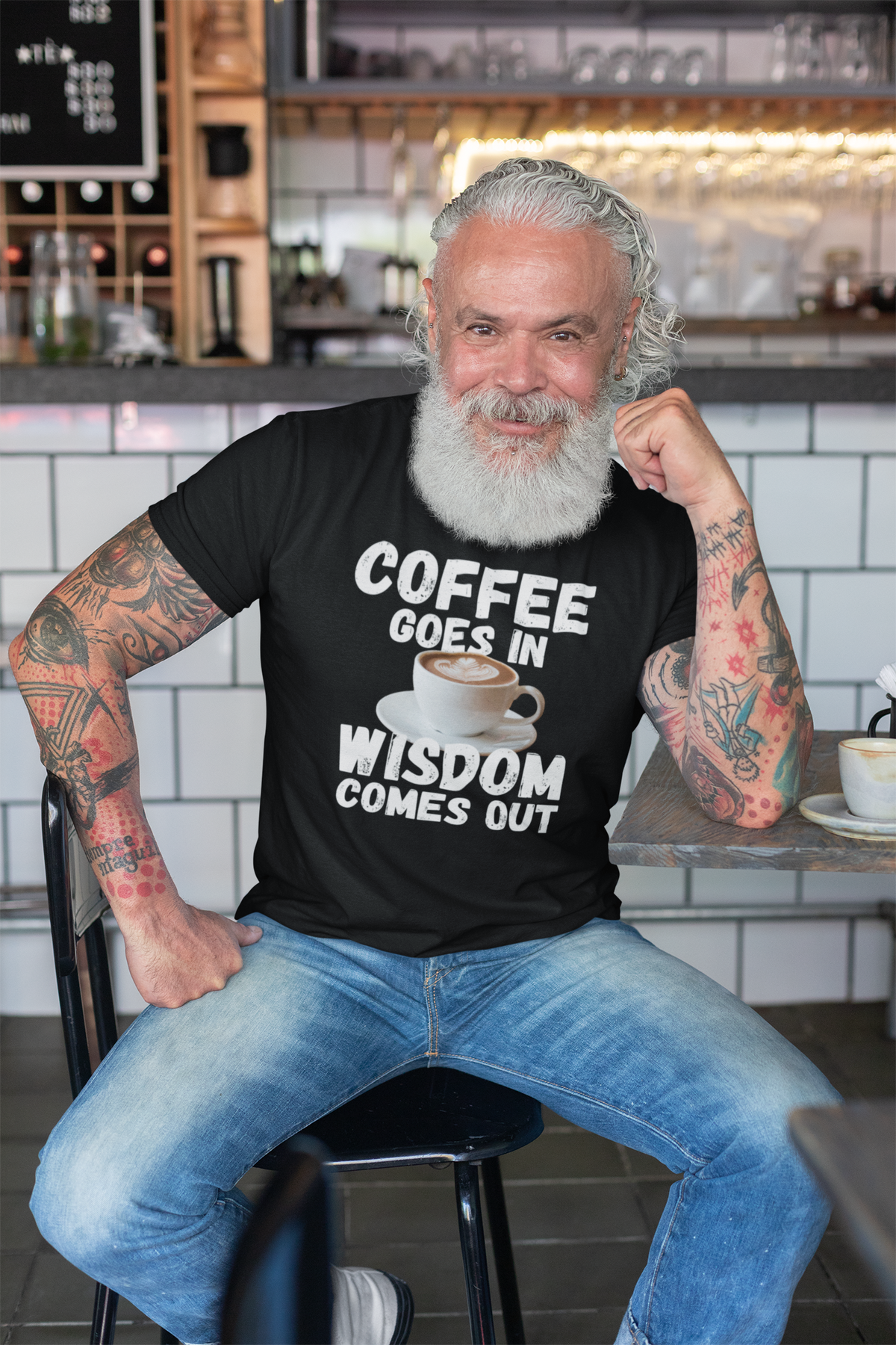 "Coffee Goes In. Wisdom Comes Out" - T-Shirt (LT)