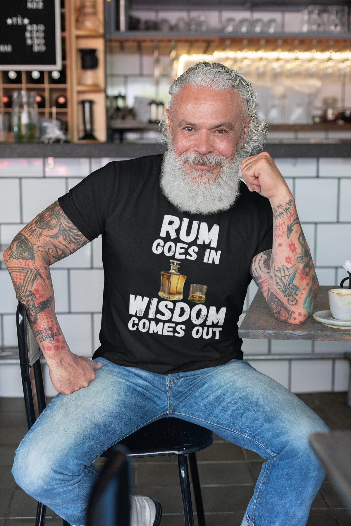 "Rum Goes In. Wisdom Comes Out" - T-Shirt (LT)