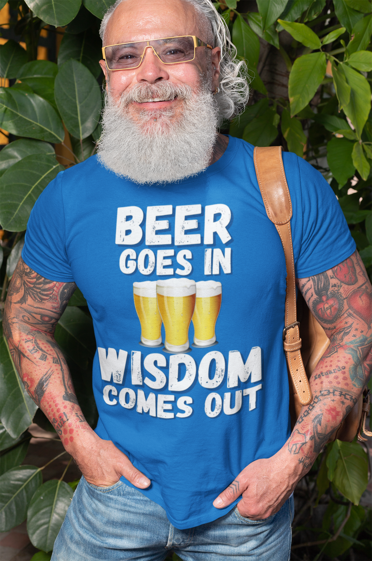 "Beer Goes In. Wisdom Comes Out" - T-Shirt (LT)