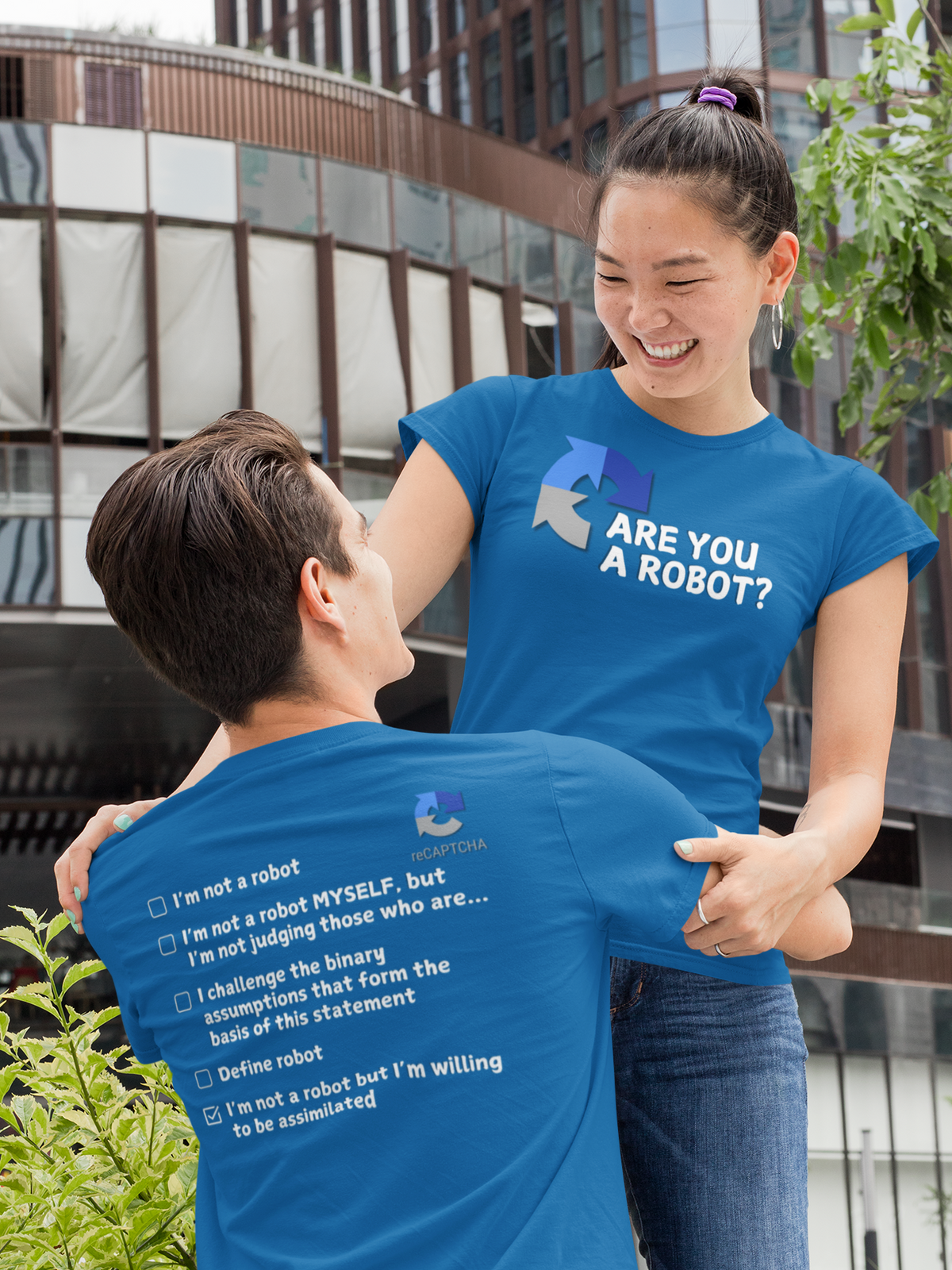 "Are you a Robot?" (Borg Version) T-Shirt (LT)(Print both sides)