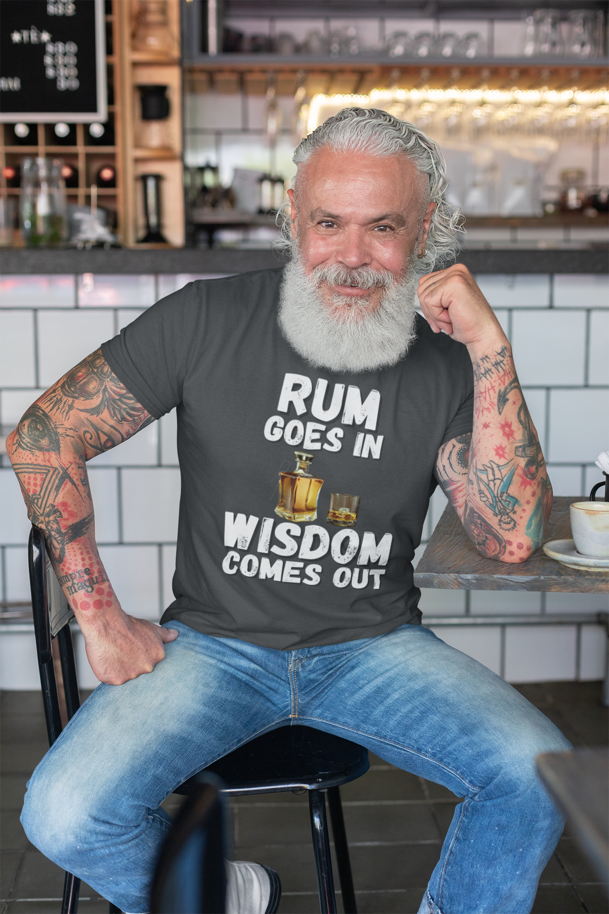"Rum Goes In. Wisdom Comes Out" - T-Shirt (LT)