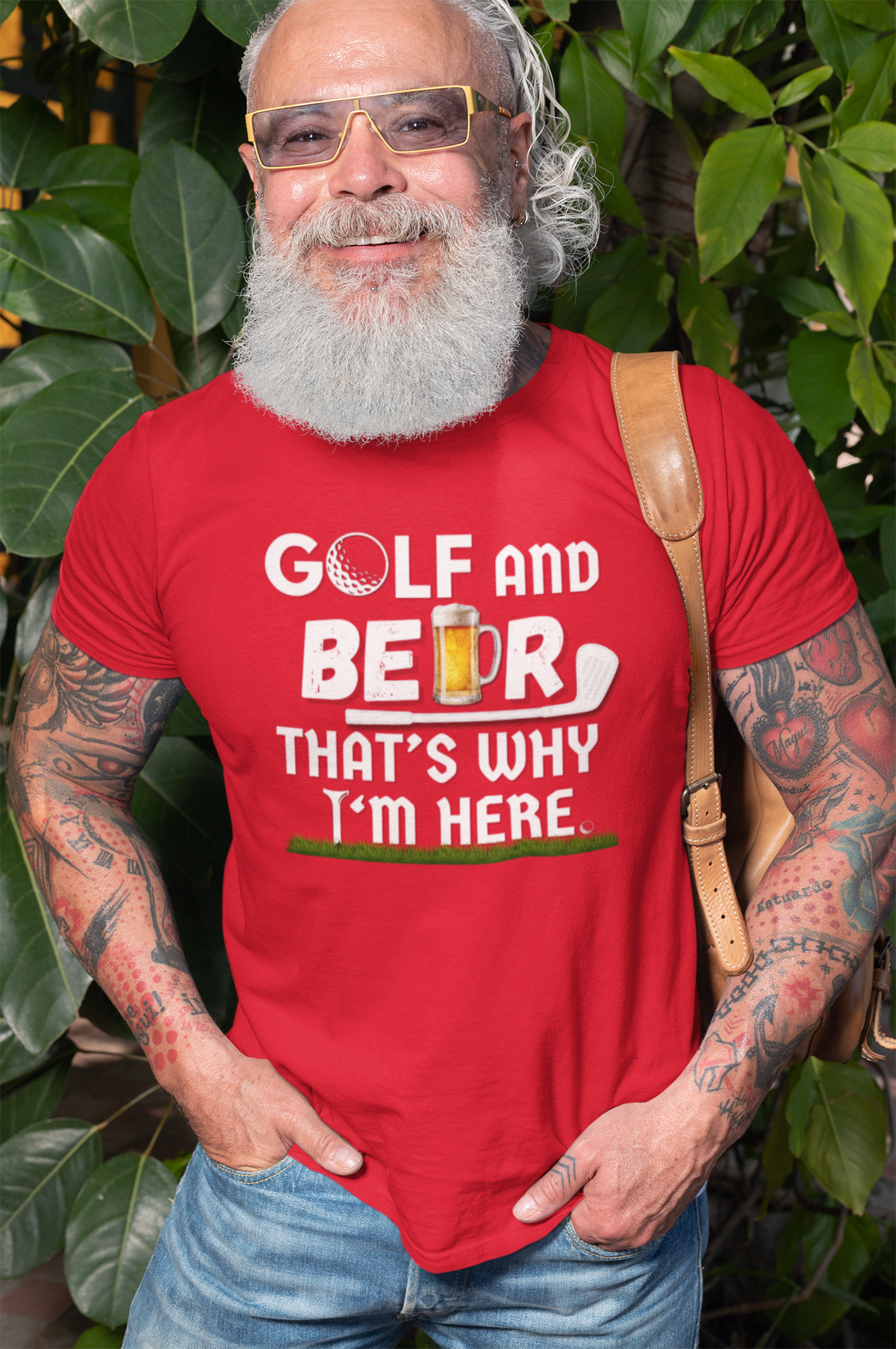 "Golf and Beer. That's Why I'm Here" - T-Shirt (LT)