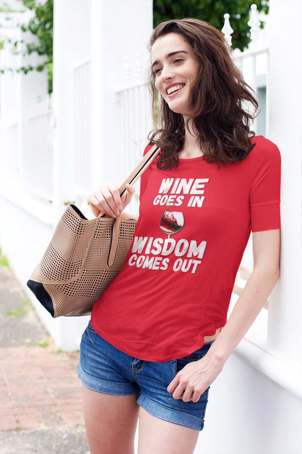 "Wine Goes In. Wisdom Comes Out" - T-Shirt (LT)