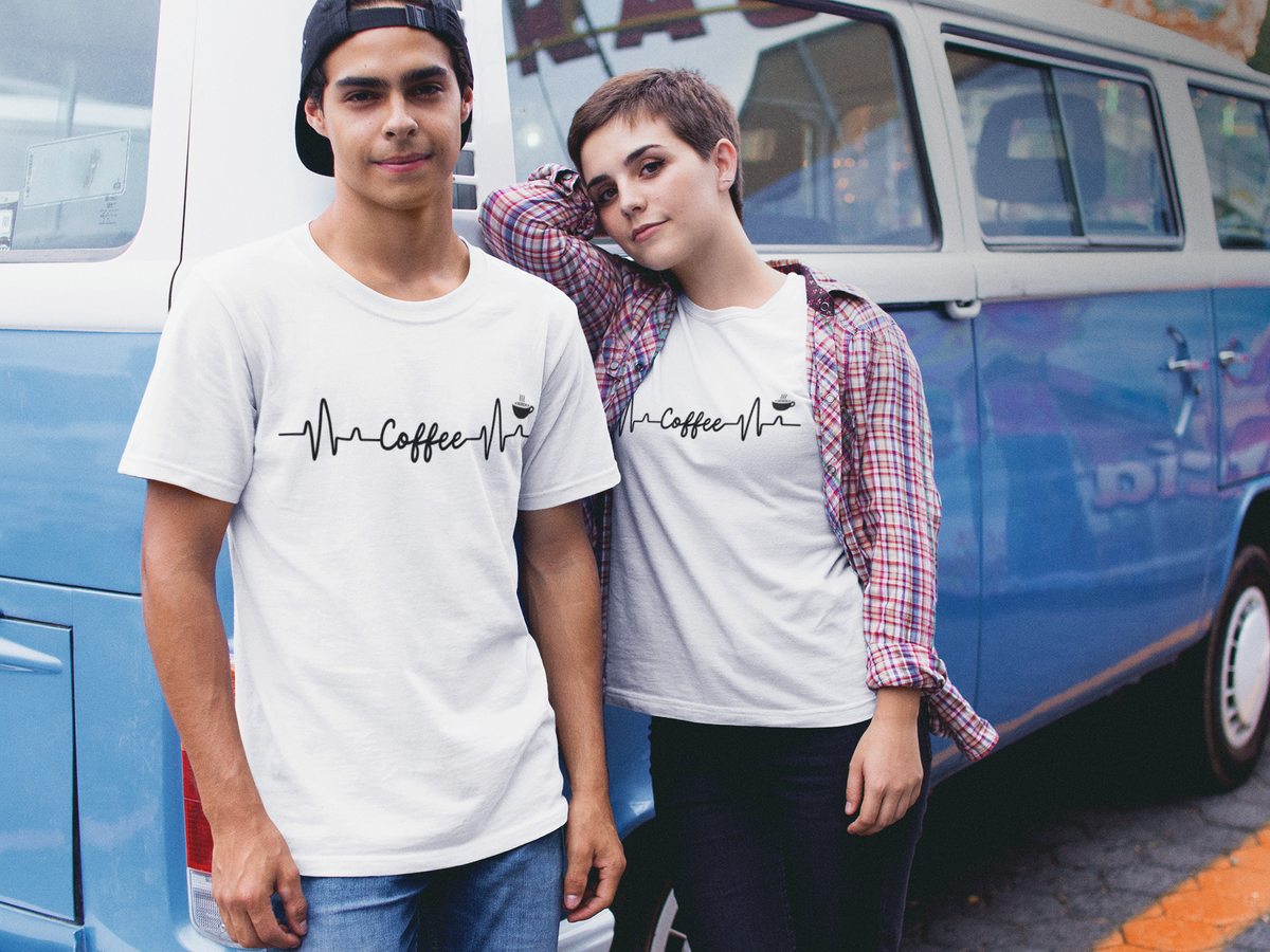 "Coffee Heartbeat" - T-shirt (DT)(Premium)