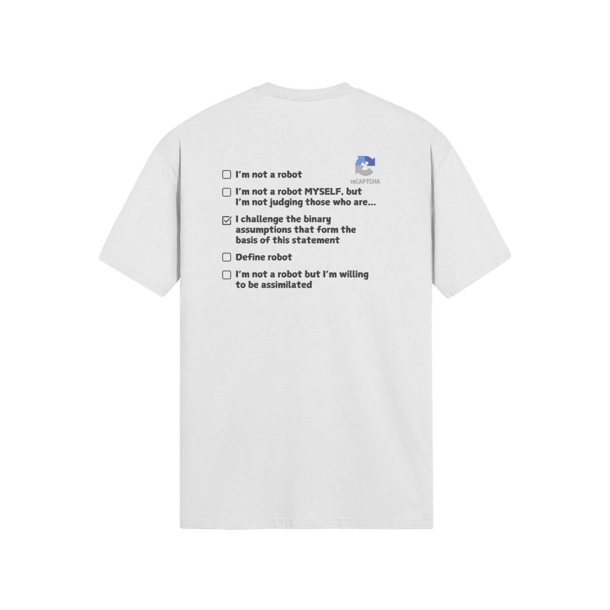 "Are you a Robot?" (Challenge version) T-Shirt (DT)(Print both sides)
